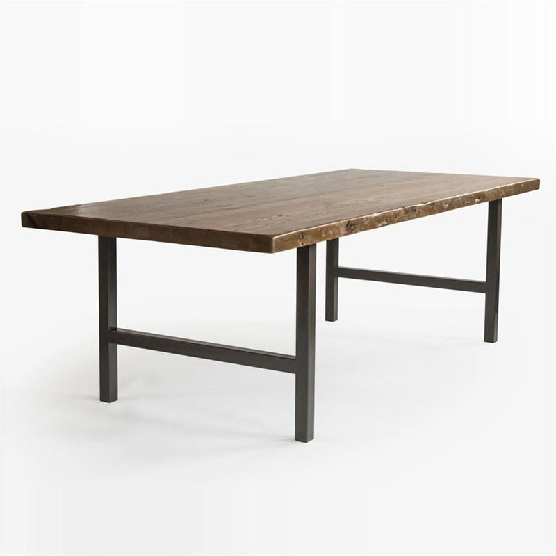 wood and steel dining table