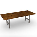 Antique Wood And Steel Conference Table with Narrow Base Style