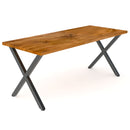 Modern X Frame Bourbon Wood and Steel Desk