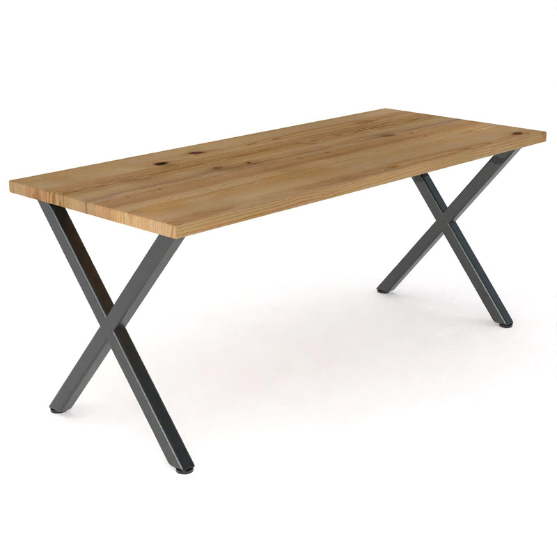 Modern X Frame Clear Wood and Steel Desk