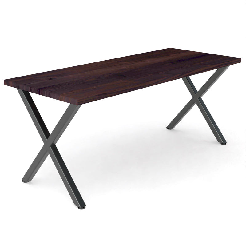 Modern X Frame Dark Walnut Wood and Steel Desk