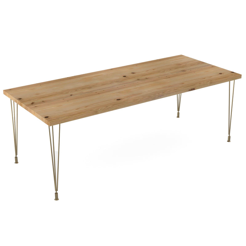 Clear Wood Urban Loft Brass Dining Table