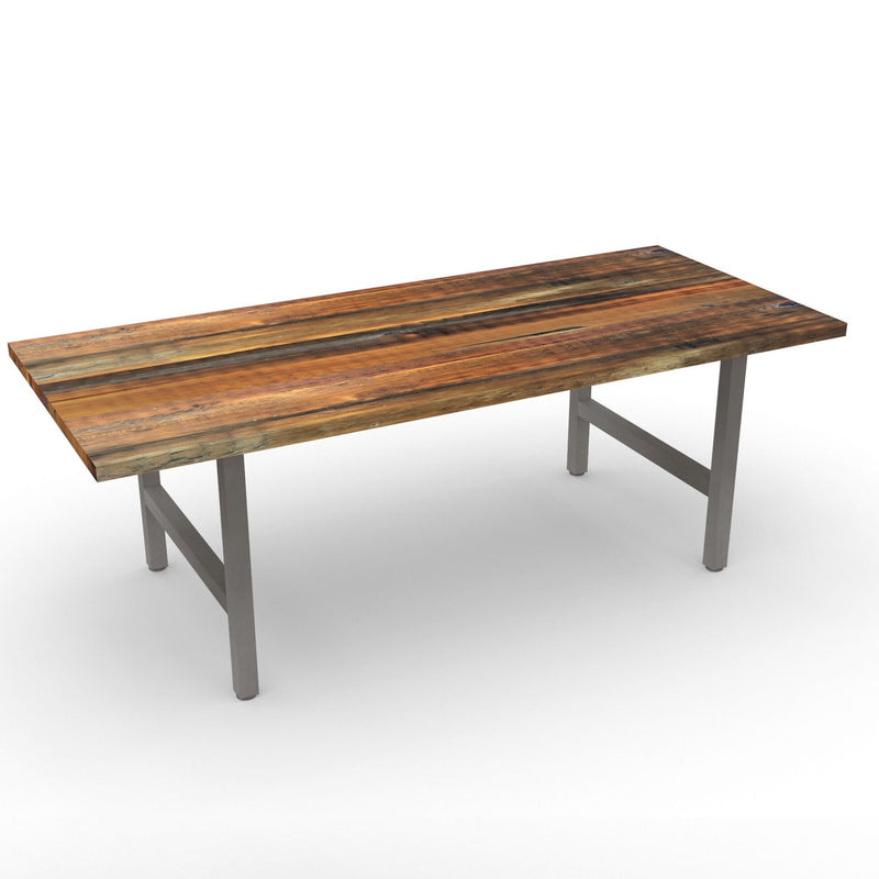 Oil wood and steel dining table