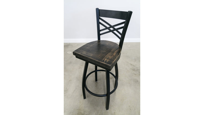 30 Inch X Back Swivel Bar Stool (Matte Black)