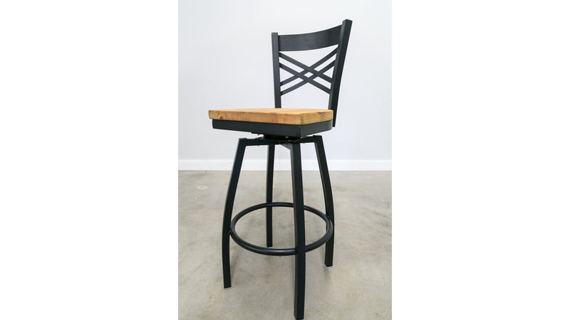 30 Inch X Back Swivel Bar Stool (Matte Black)