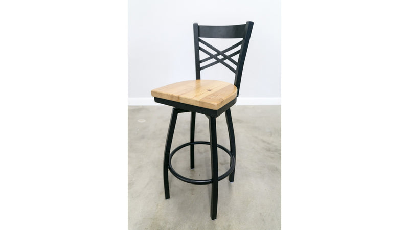 30 Inch X Back Swivel Bar Stool (Matte Black)