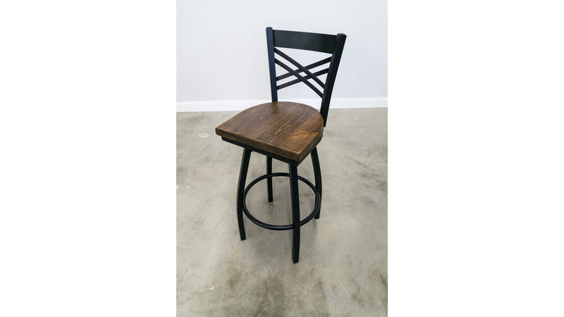 30 Inch X Back Swivel Bar Stool (Matte Black)