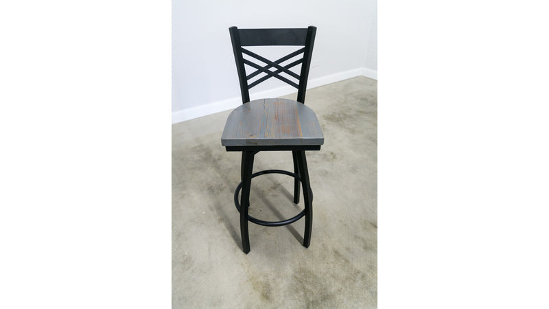 30 Inch X Back Swivel Bar Stool (Matte Black)