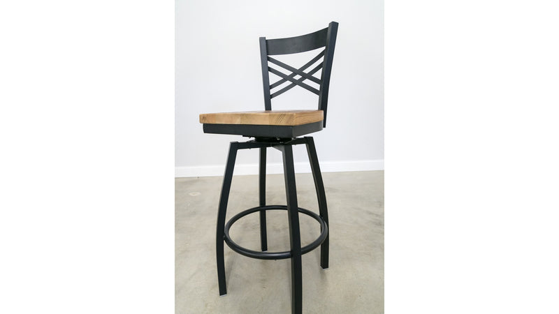 30 Inch X Back Swivel Bar Stool (Matte Black)