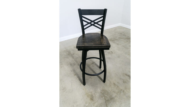 30 Inch X Back Swivel Bar Stool (Matte Black)