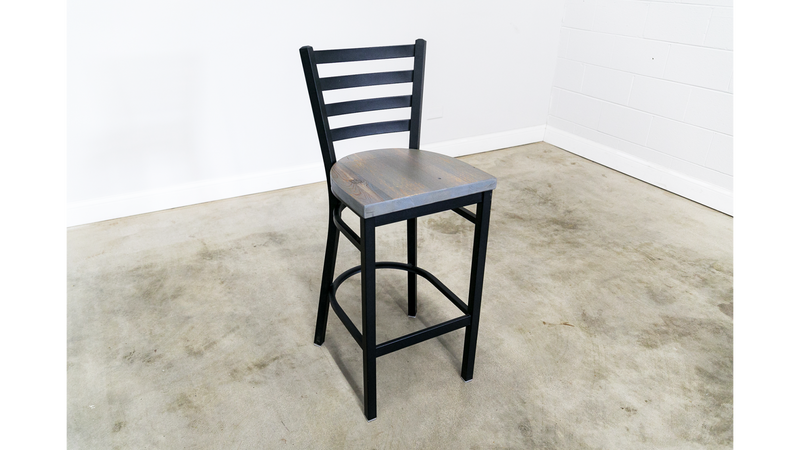 30 Inch Ladder Back Bar Stool (Matte Black)