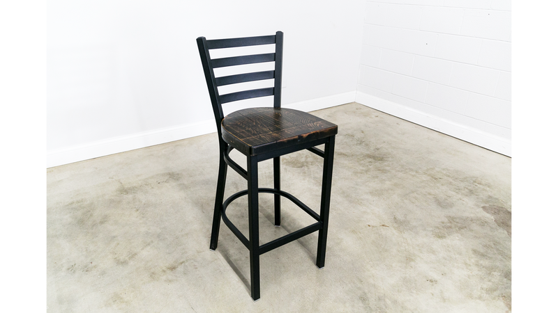 30 Inch Ladder Back Bar Stool (Matte Black)