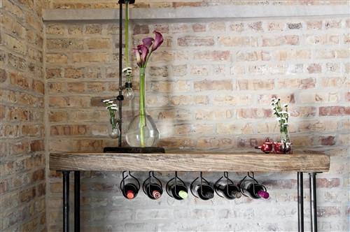 Modern Industry Wine Table and Rack