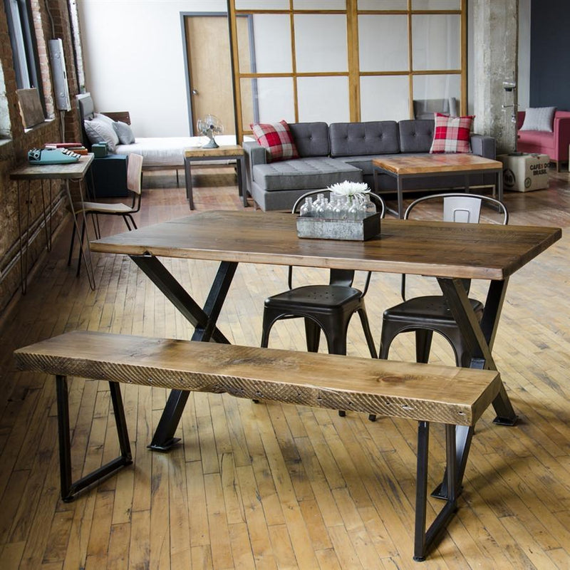 Industrial Modern X Frame Reclaimed Wood Conference Table