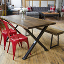 Industrial Modern X Frame Reclaimed Wood Conference Table