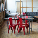 wood and steel dining table