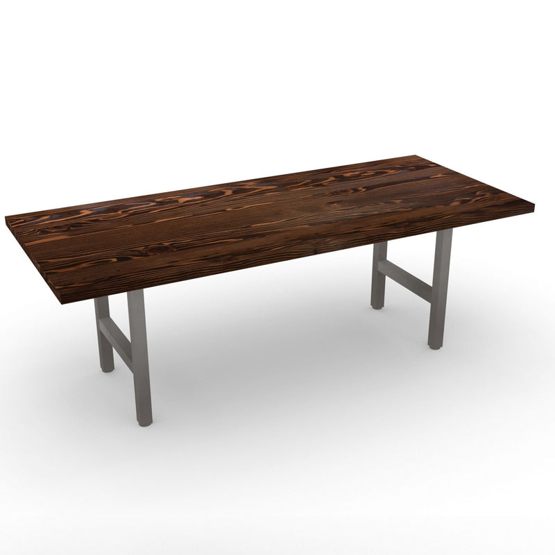 Chestnut Wood And Steel Conference Table with Narrow Base Style
