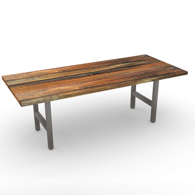 Urban Wood & Steel Dining Table with Narrow Base Style