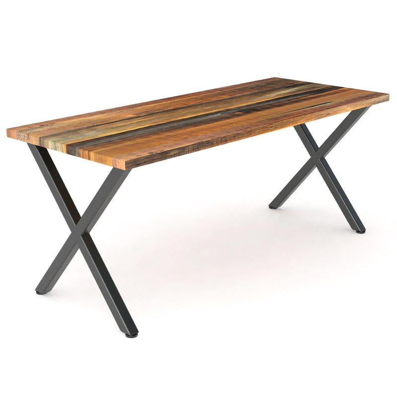 Modern X Frame Oil Wood and Steel Desk
