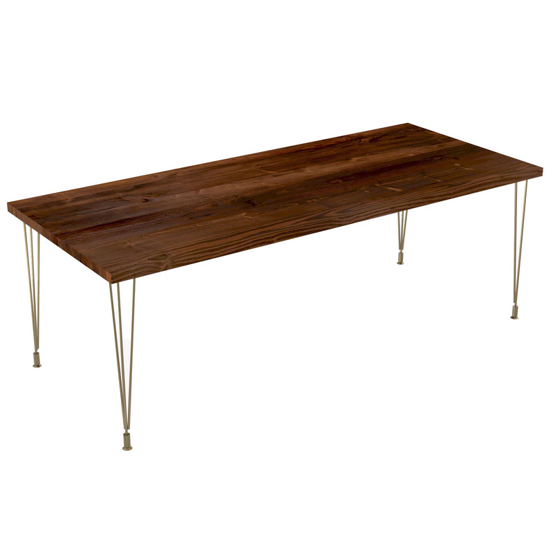 Chestnut Wood Urban Loft Brass Dining Table