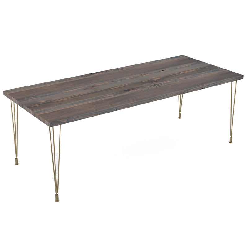 Grey Wood Urban Loft Brass Dining Table