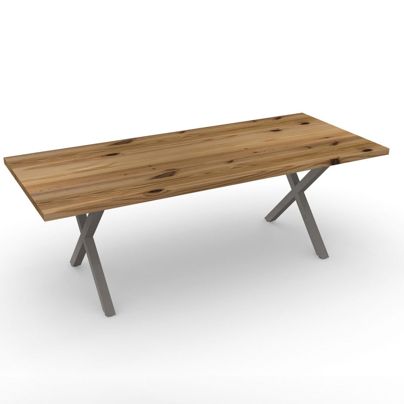 Industrial Modern X Frame Reclaimed Wood Dining Table