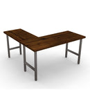 Antique Wooden Steel L Shaped Desk