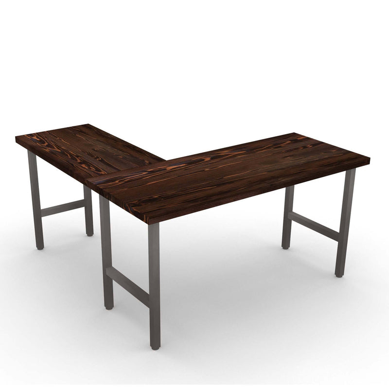 Chestnut Wood & Steel L Desk