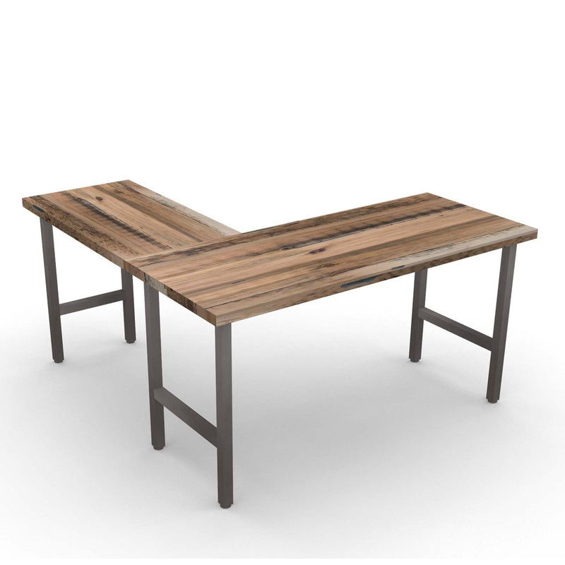 Natural Wooden Steel L Shaped Desk