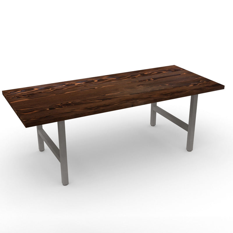 Chestnut wood and steel dining table