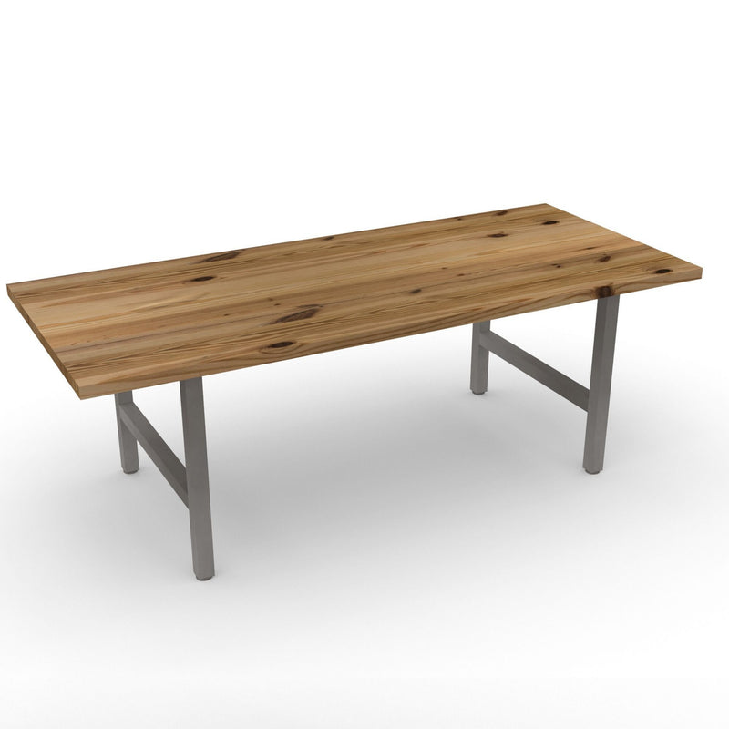 Clear wood and steel dining table