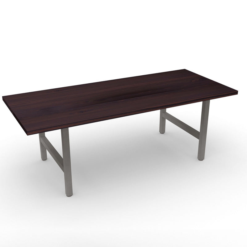 Darkwalnut wood and steel dining table