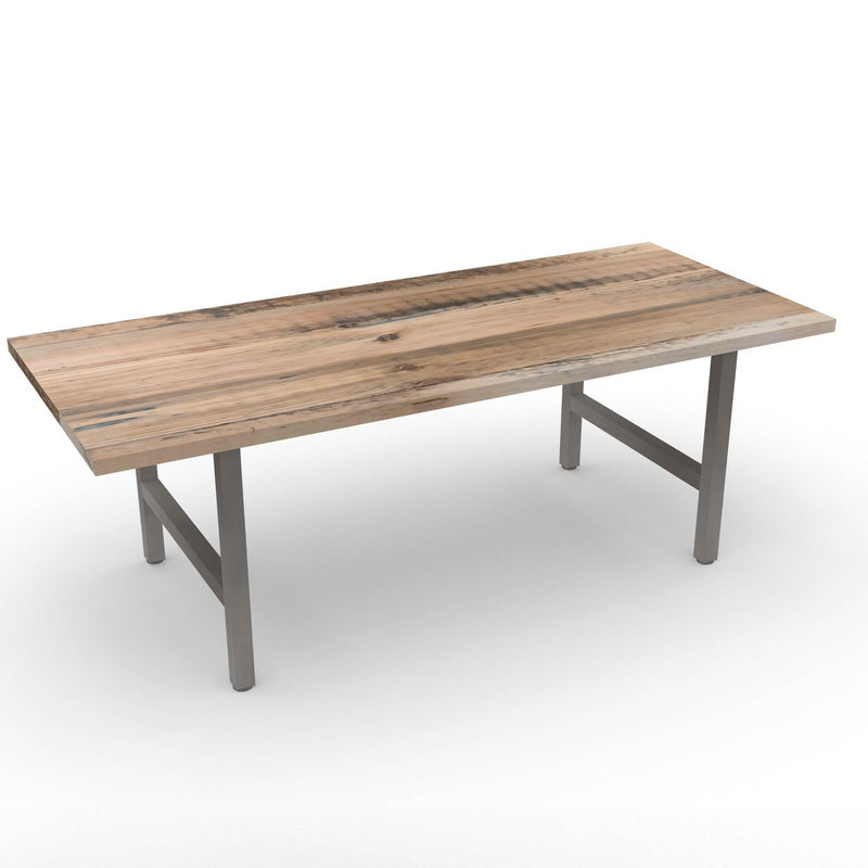 Natural wood and steel dining table