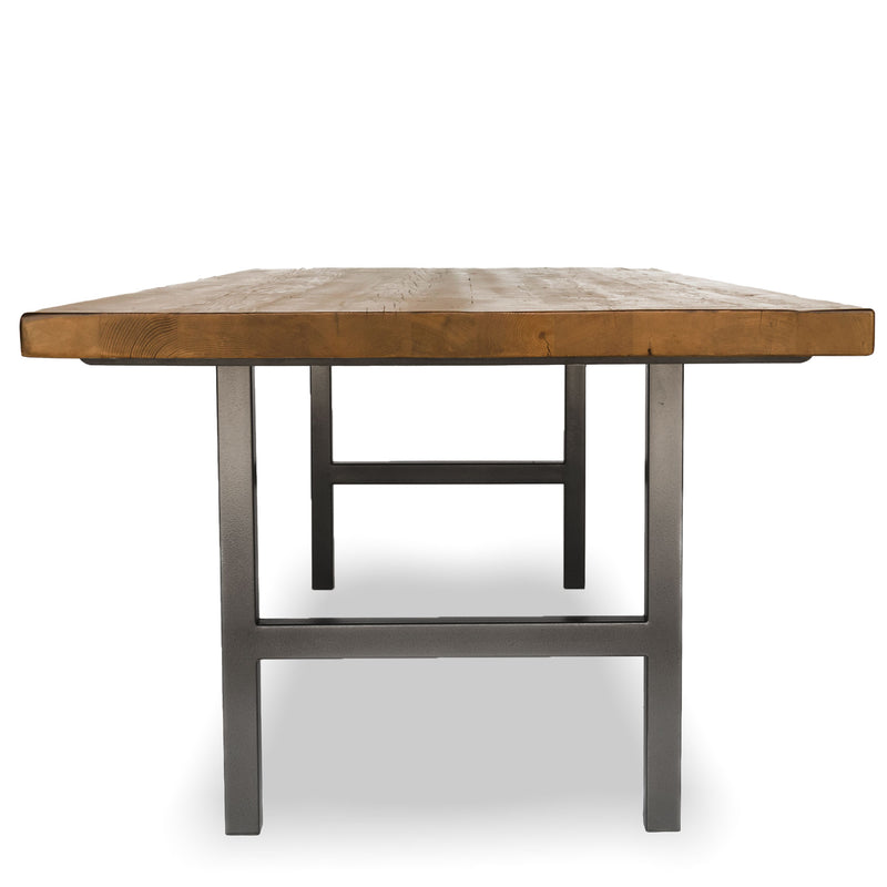 Urban Wood & Steel Dining Table with Narrow Base Style