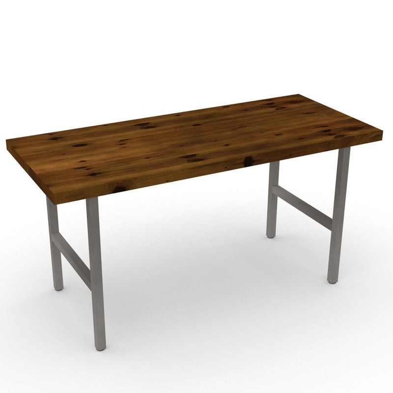Antique Wood and Steel High Top Dining Table