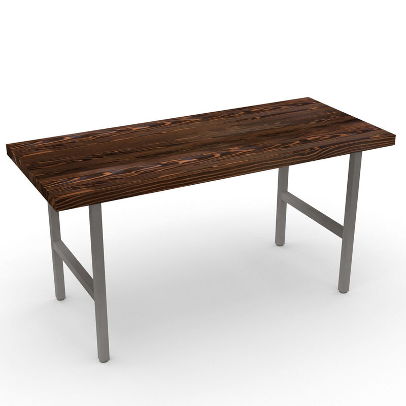 Chestnut Wood and Steel High Top Dining Table