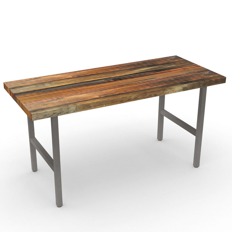 Oil Wood and Steel High Top Dining Table